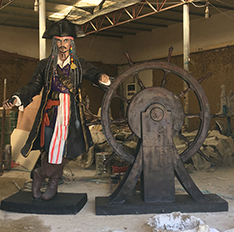 Movie figure life size pirate captain Jack sculpture